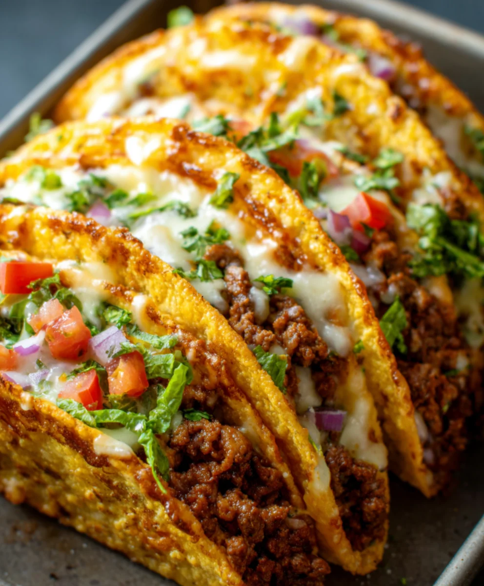 Crispy Cheesy Beef Tacos Baked To Perfection
