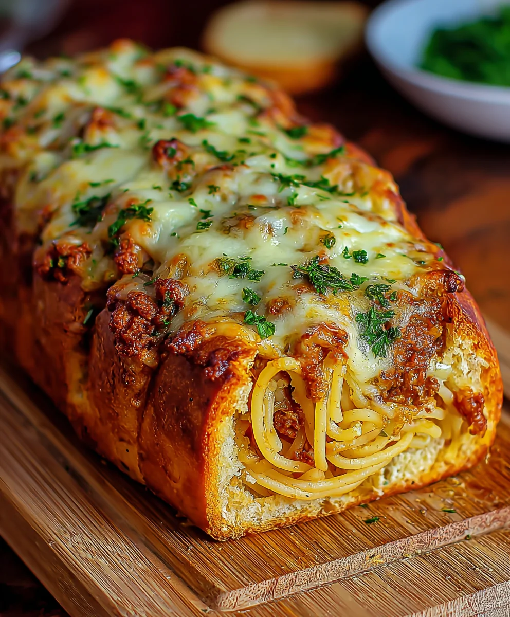 Spaghetti Stuffed Garlic Bread- Ultimate Comfort Food Recipe
