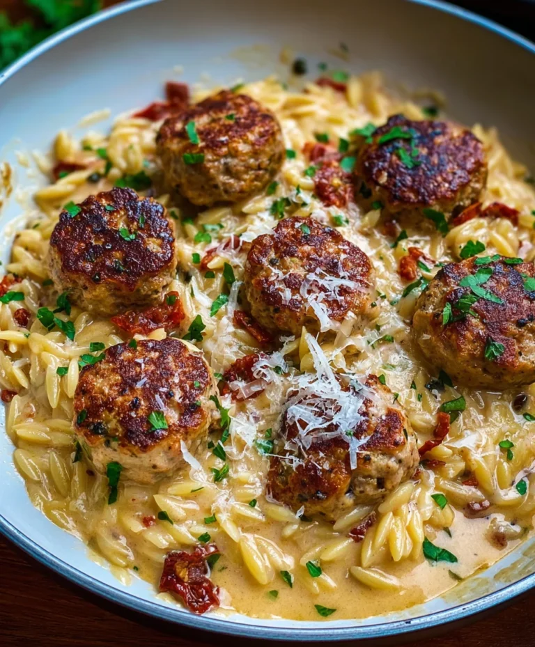 Marry Me Chicken Meatball Orzo Recipe