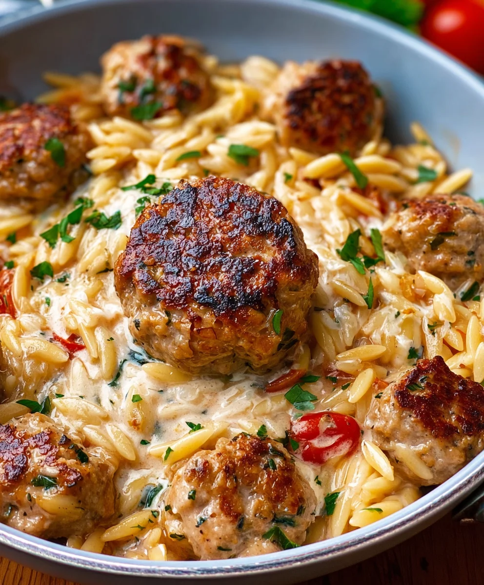 Marry Me Chicken Meatball Orzo Recipe
