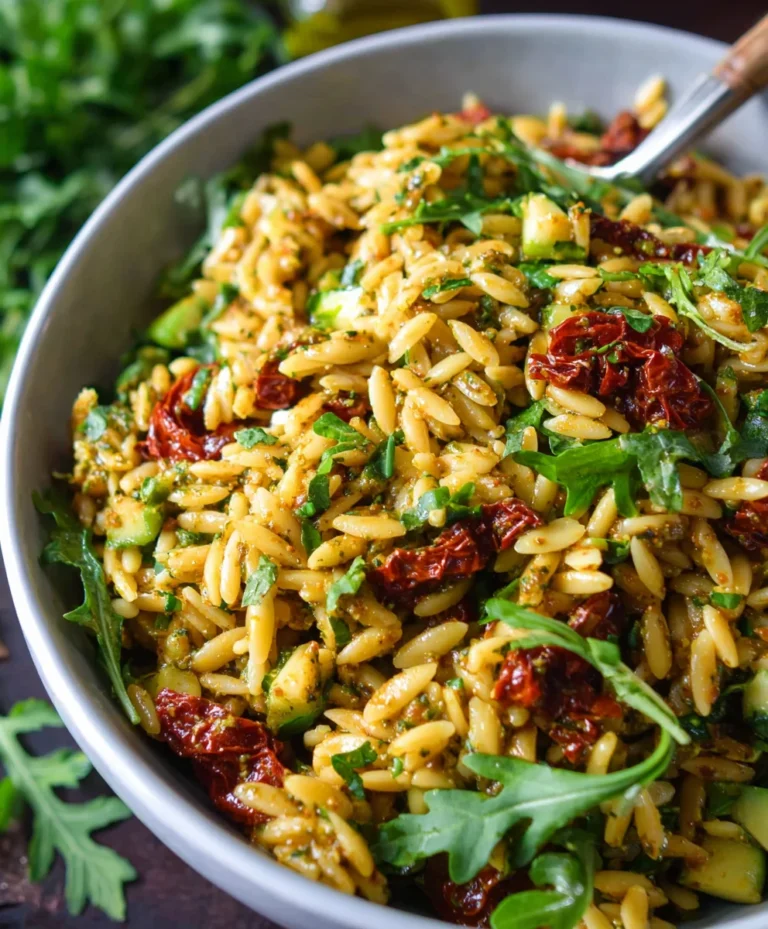 Sun-Dried Tomato Orzo Pesto Salad-Easy & Flavorful