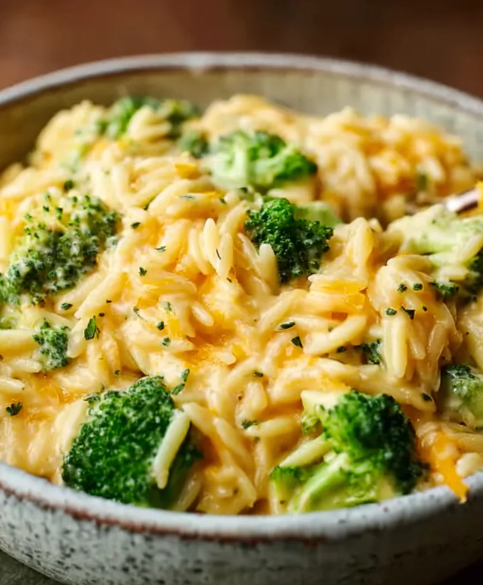 Creamy Broccoli Cheddar Orzo - Easy One-Pot Meal
