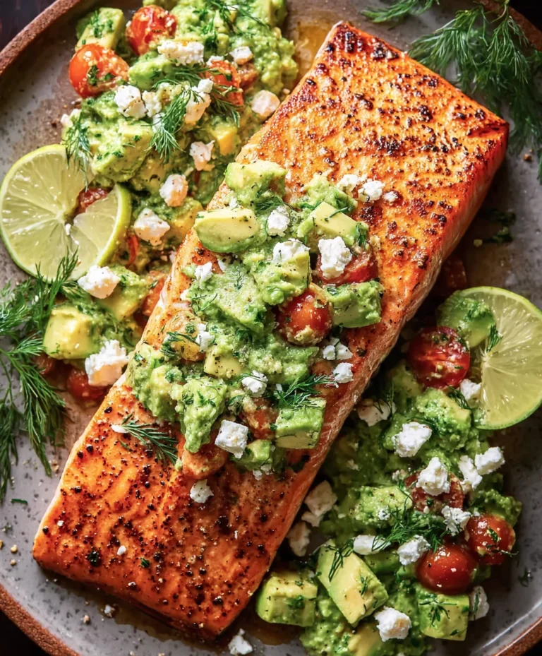 Baked Salmon with Avocado Feta – Easy Recipe