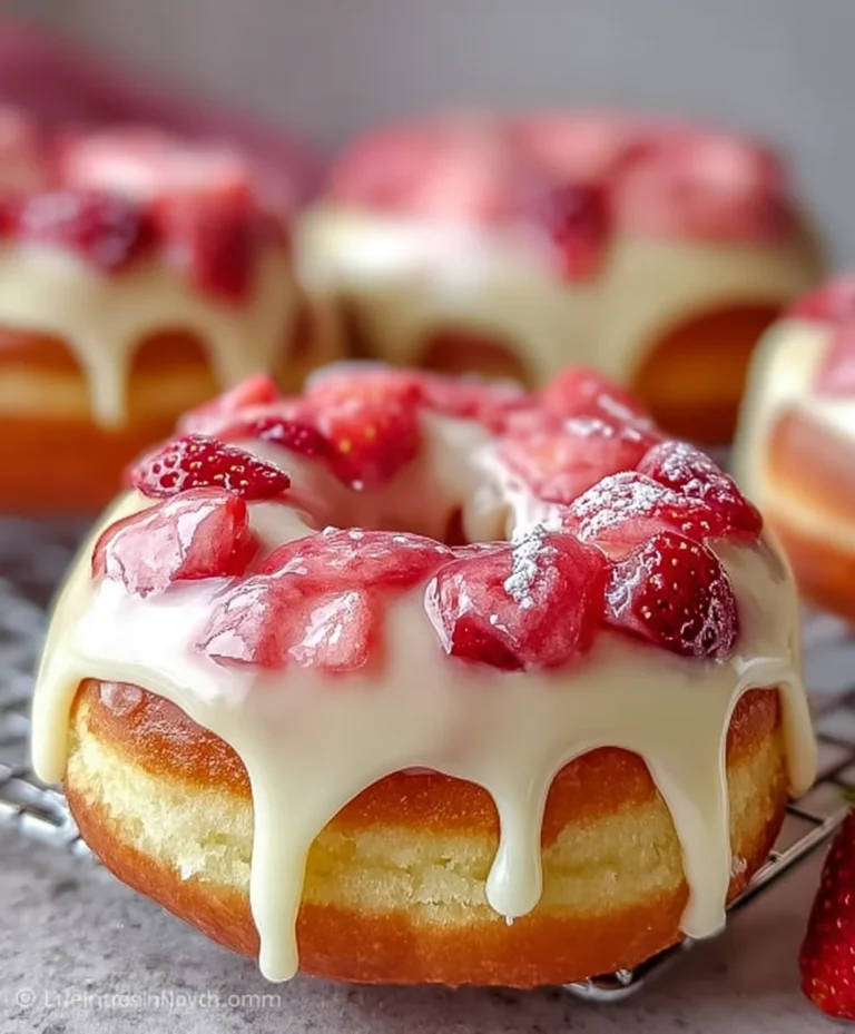 White Chocolate Strawberry Cream Donuts Recipe