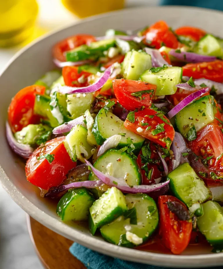 Easy Mediterranean Salad-Cucumber Tomato Onion