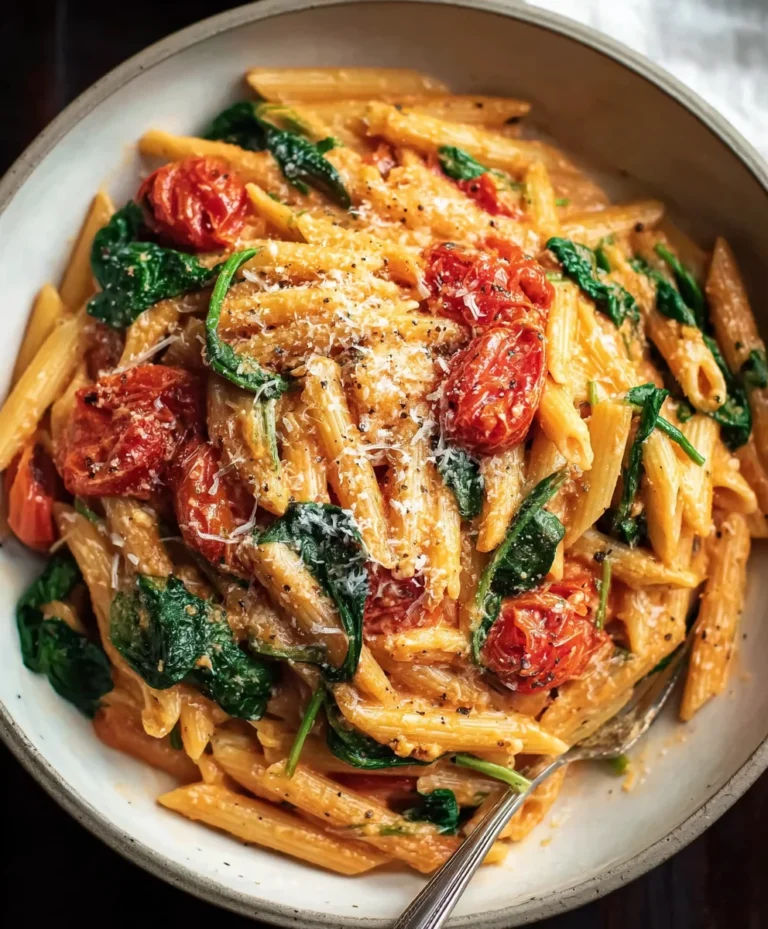 Creamy Tomato Spinach Pasta Recipe- Easy & Delicious
