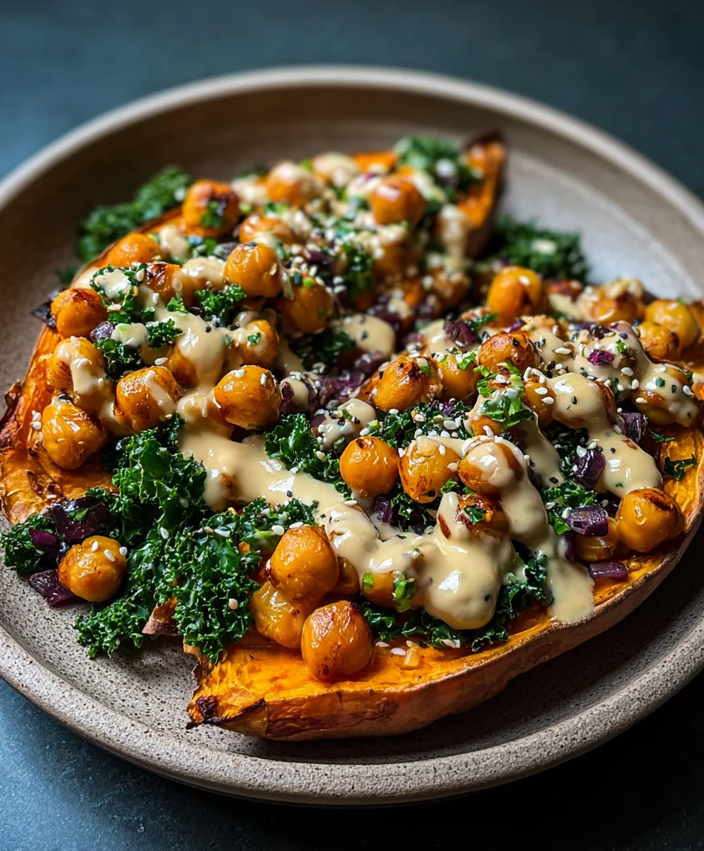 Sweet Potatoes Tahini Butter Chickpeas Easy Recipe