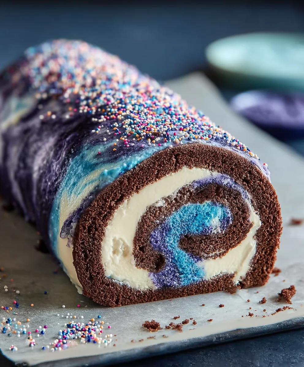 Galaxy Cake Roll- Swirls of Cosmic Delight