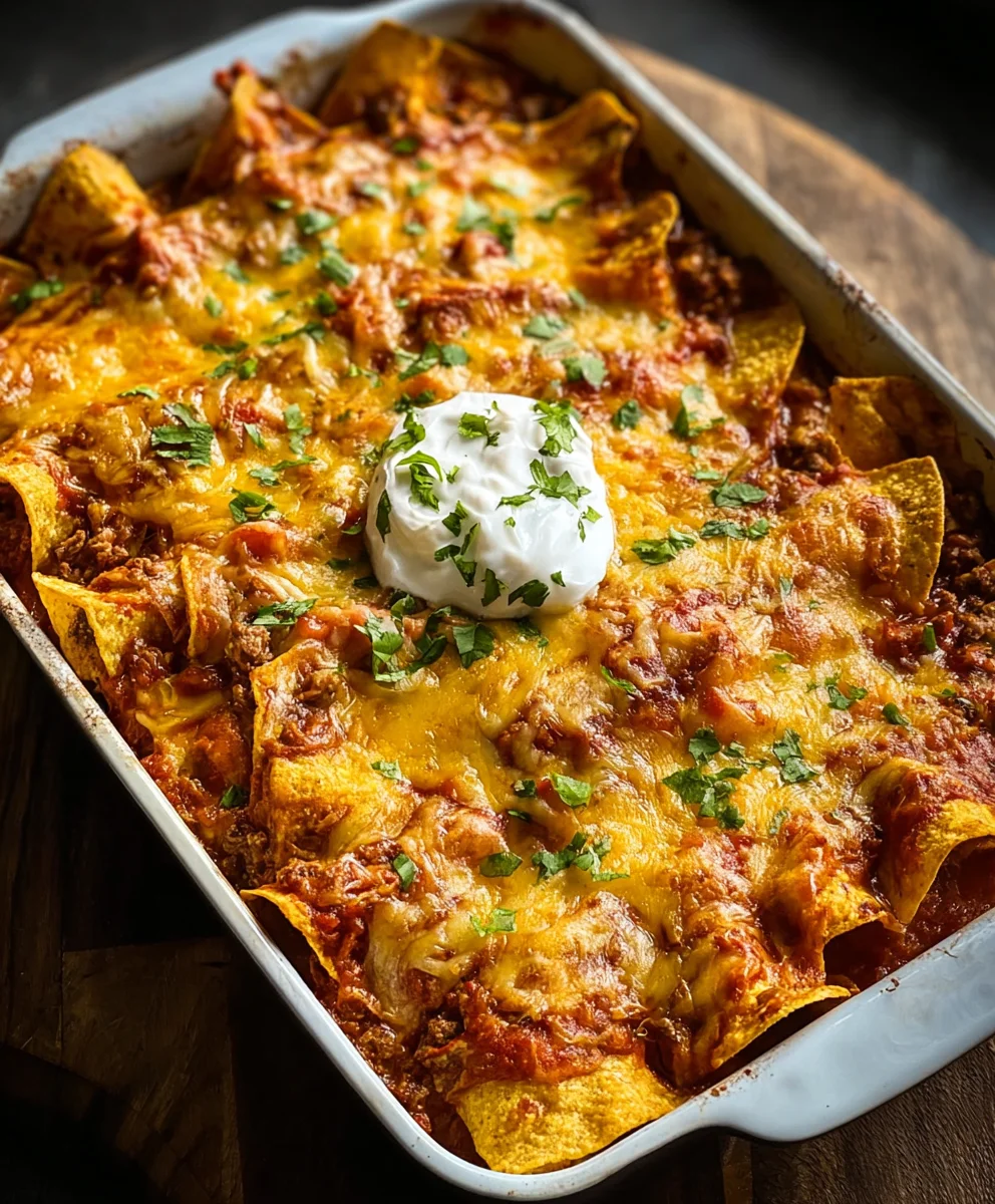 Easy Beef Tortilla Chip Enchiladas-Quick Dinner