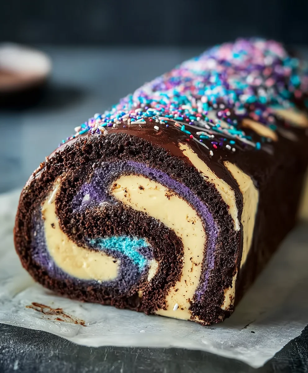 Galaxy Cake Roll- Swirls of Cosmic Delight