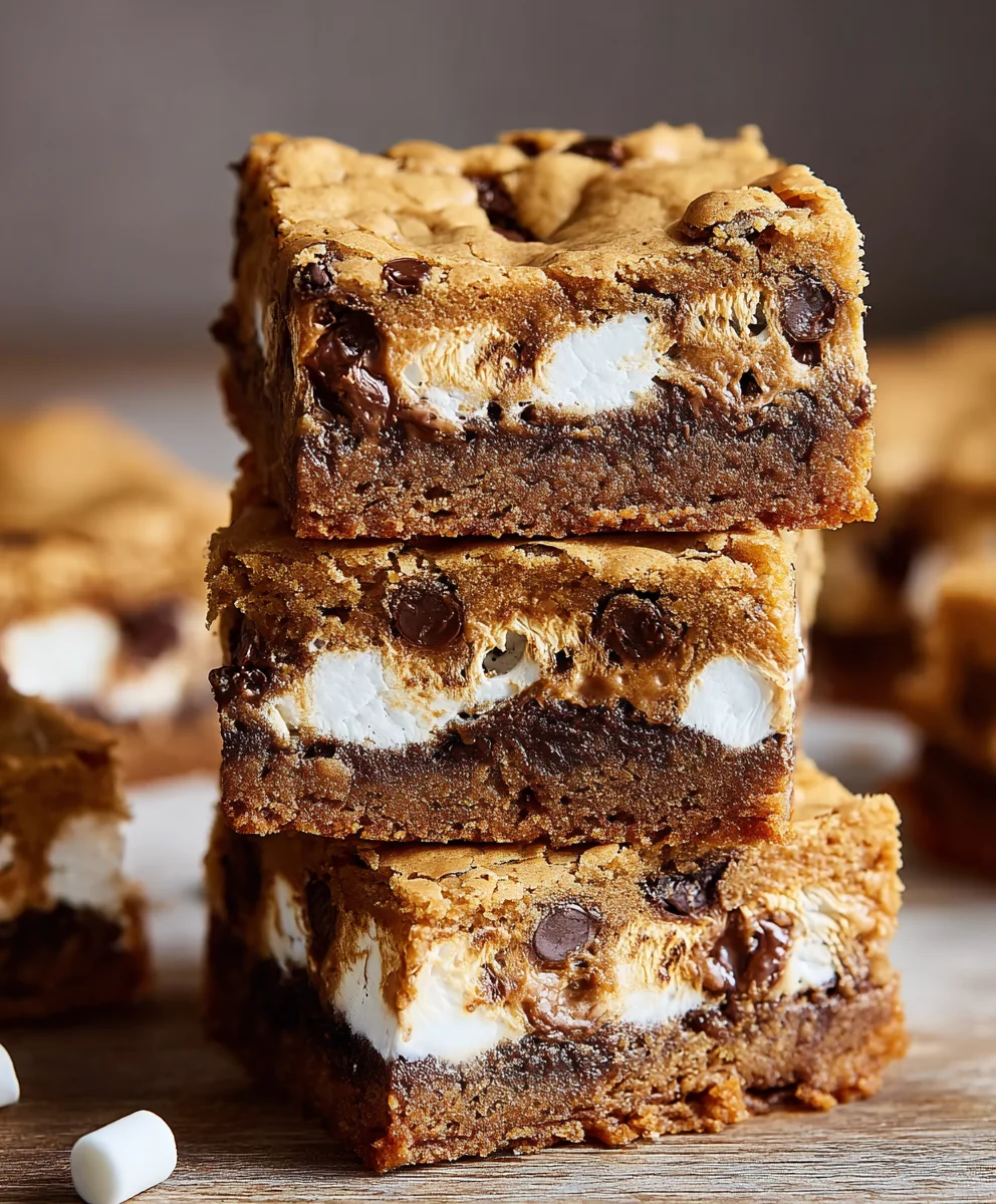 Peanut Butter Smores Blondies-Easy Delicious Recipe