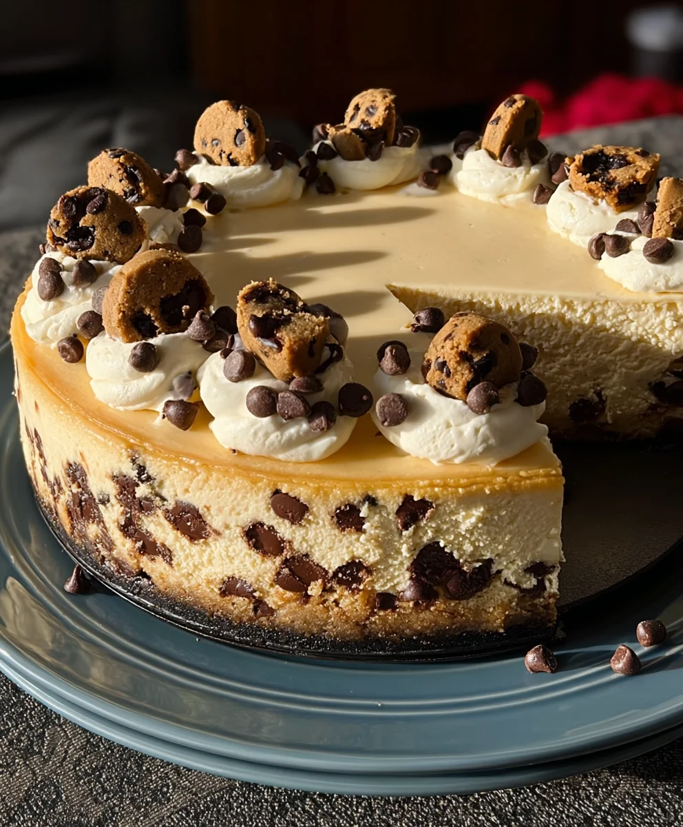 Chocolate Chip Cookie Cheesecake- Decadent Dessert