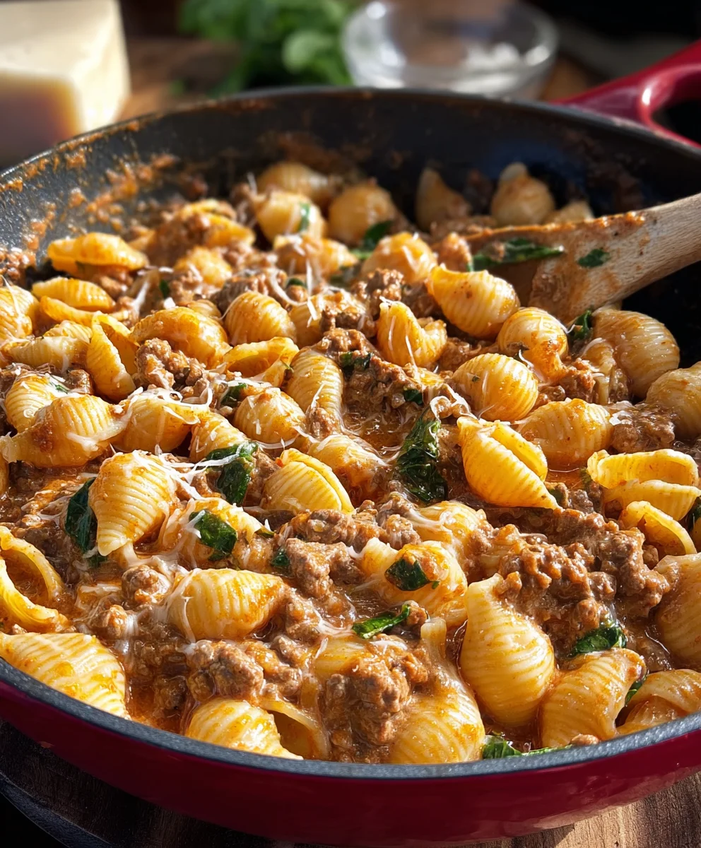 Creamy Beef and Shells-Easy Comfort Food Dinner