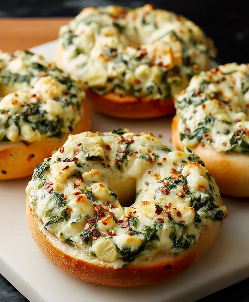 Cheesy Spinach Artichoke Bagels-Irresistible Flavor