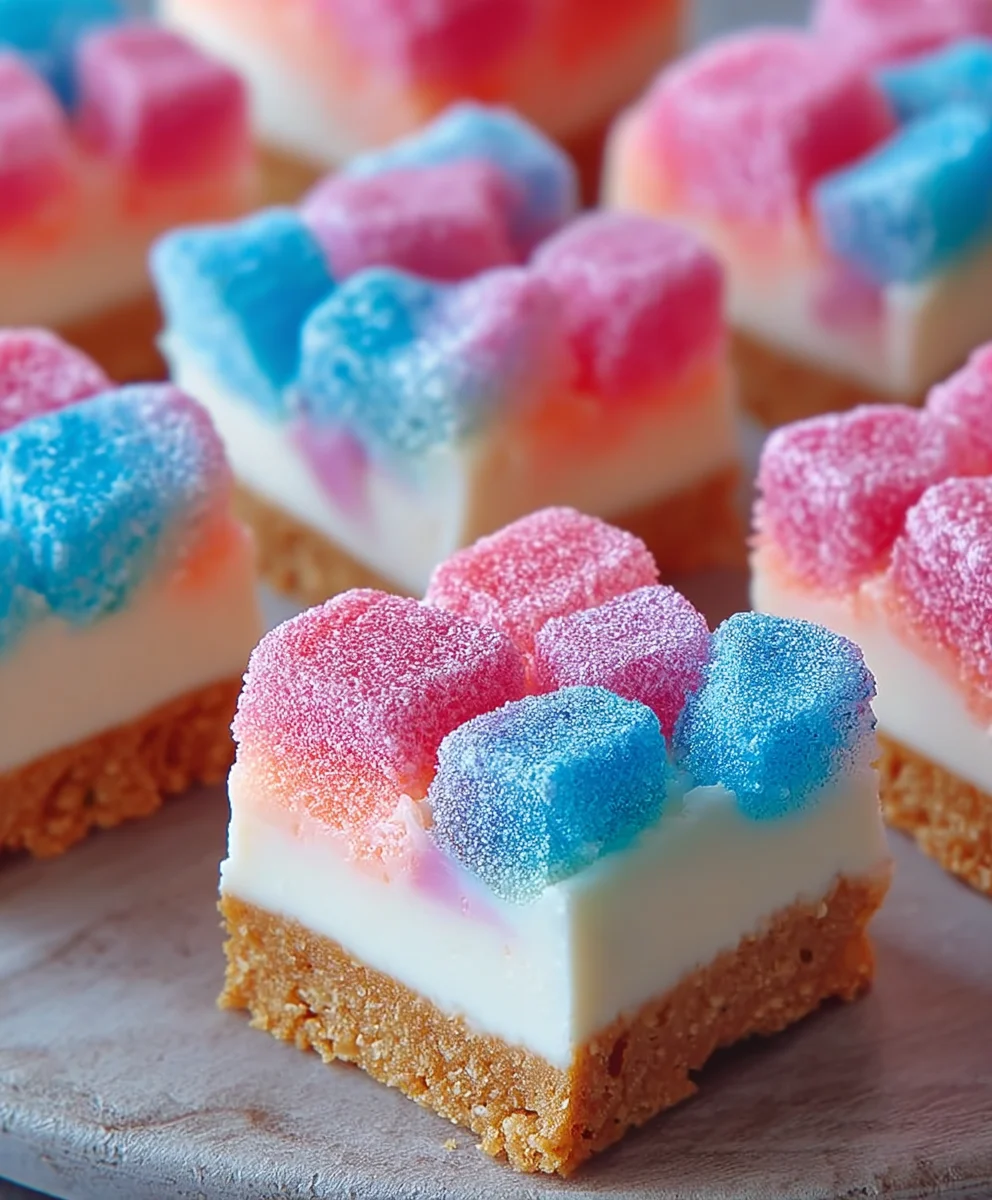 Gummy Cotton Candy Cheesecake Bites - Sweet Treat