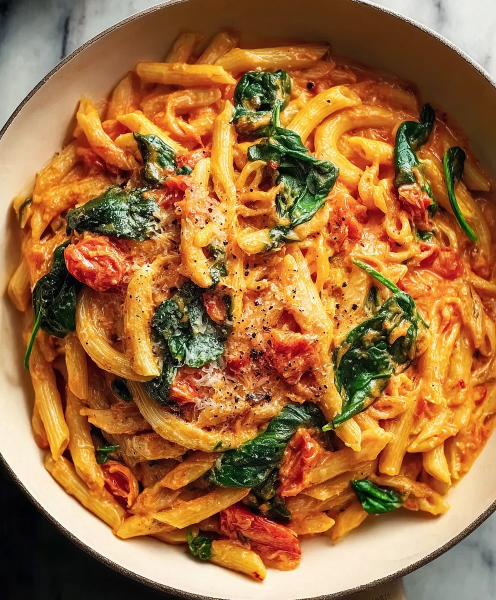Creamy Tomato Spinach Pasta Recipe- Easy & Delicious