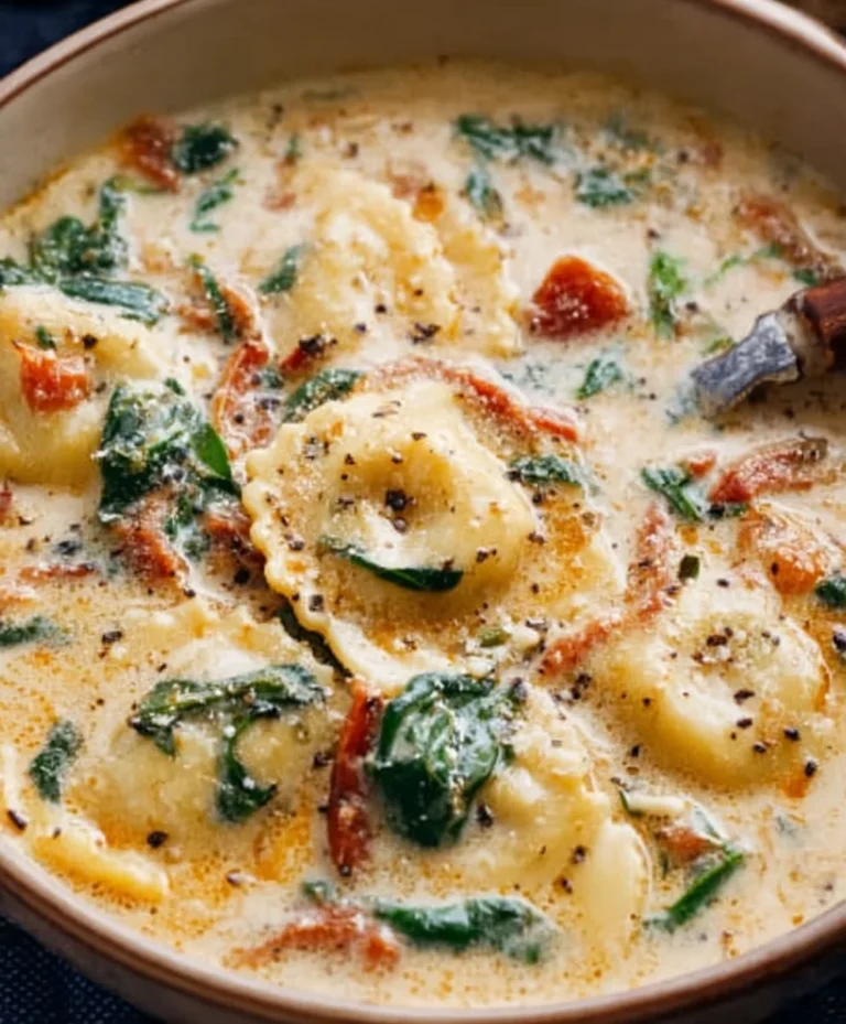 Creamy Tuscan Beef Ravioli Soup – Easy Comfort Recipe