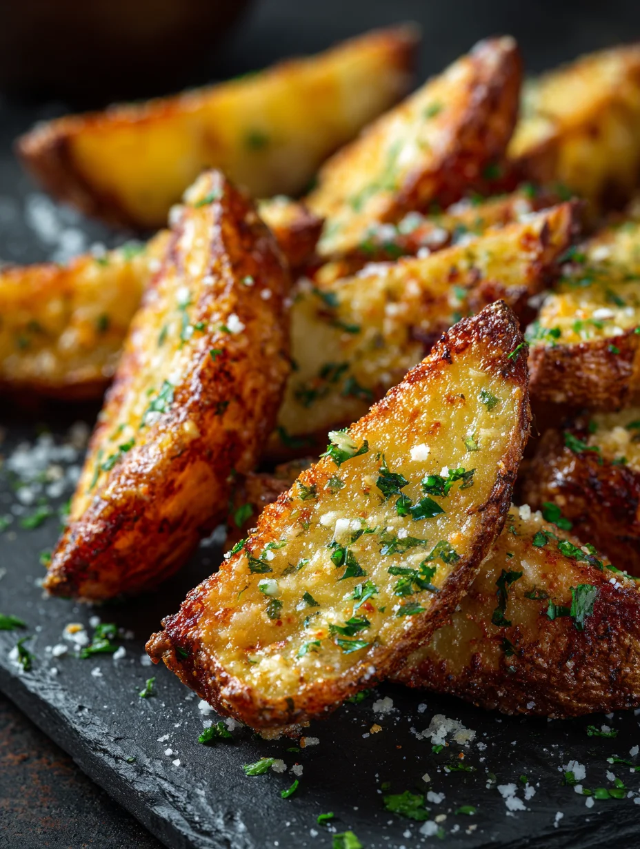 Crispy Baked Garlic Parmesan Potato Wedges