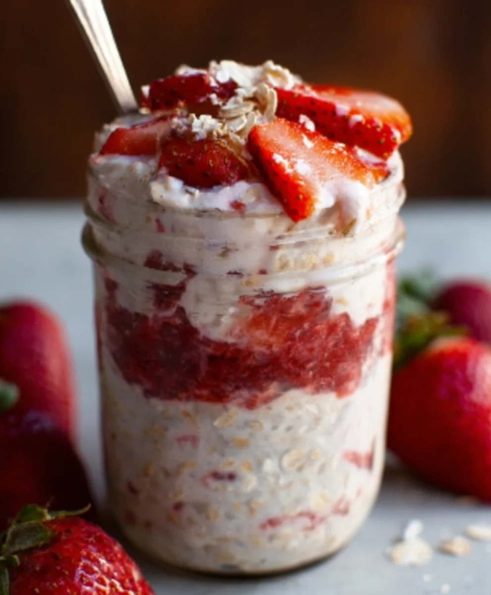 Strawberry Cheesecake Overnight Oats-Easy & Delicious Breakfast