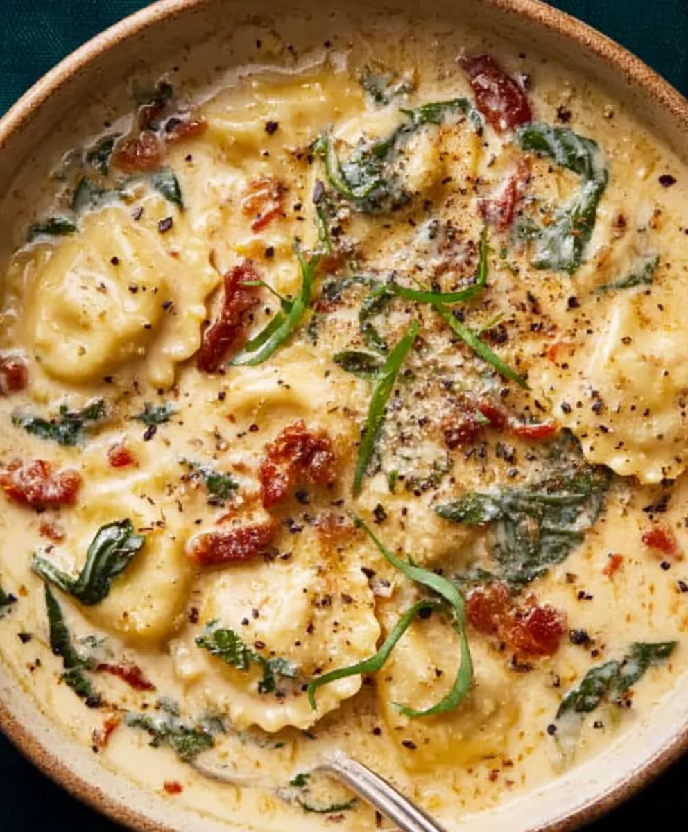Creamy Tuscan Beef Ravioli Soup - Easy Comfort Recipe
