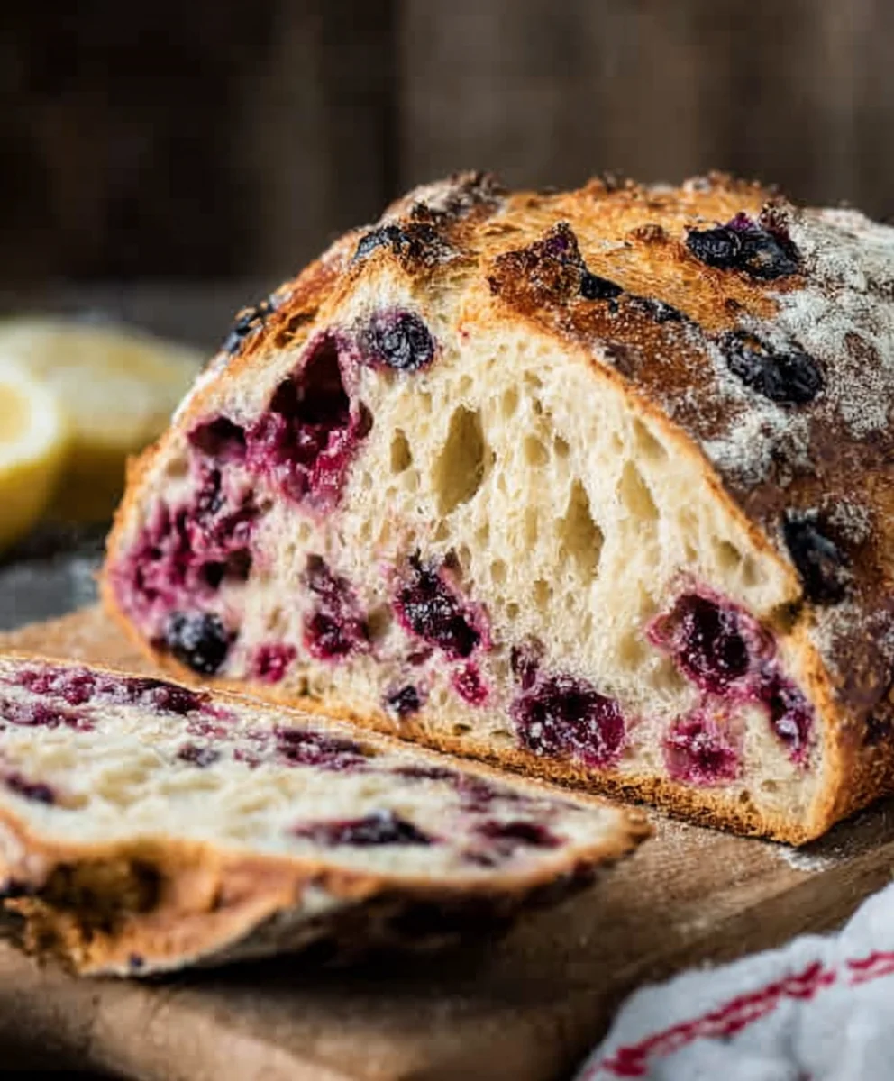Lemon Blueberry Sourdough Bread-Easy Recipe