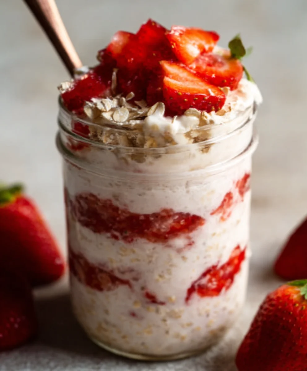 Strawberry Cheesecake Overnight Oats-Easy & Delicious Breakfast