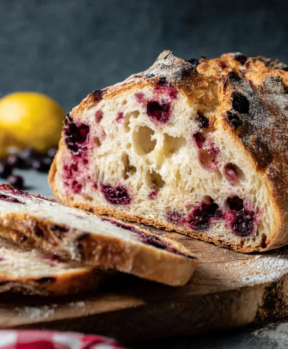 Blueberry Lemon Sourdough Bread-Tangy Sweet Loaf