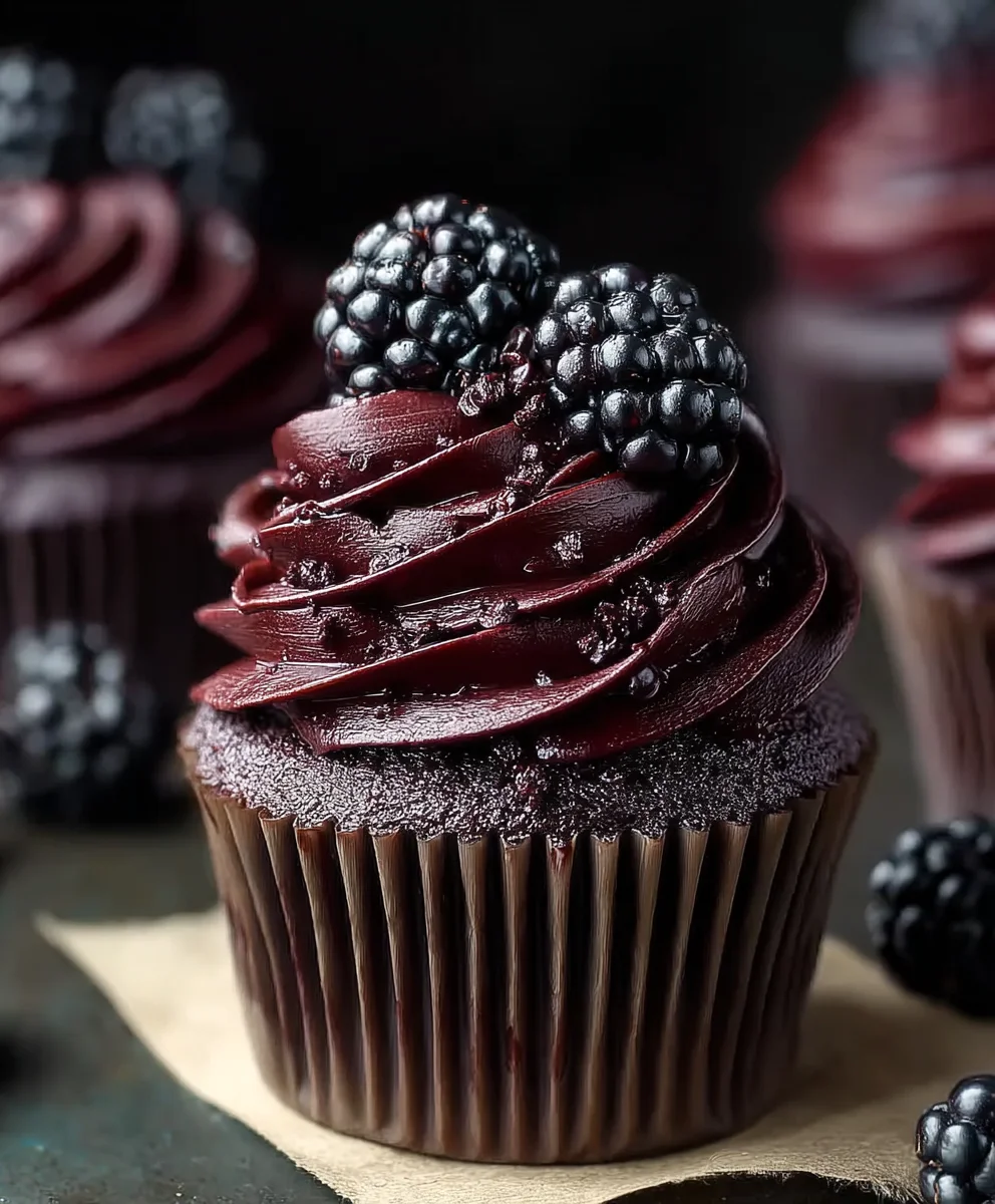 Dark Chocolate Blackberry Cupcakes Rich & Delicious Recipe