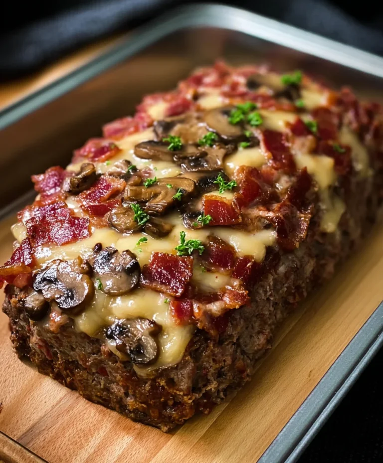 Beef Beef Bacon Mushroom Swiss Meatloaf Delight
