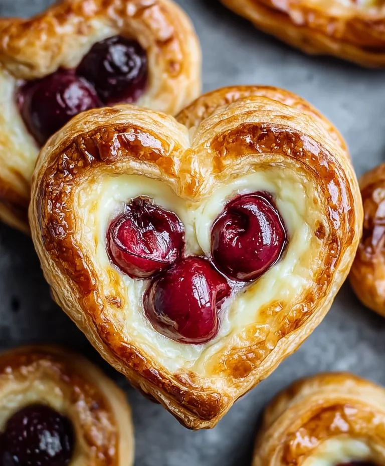 Heart-Shaped Cherry Cheese Danish Recipe