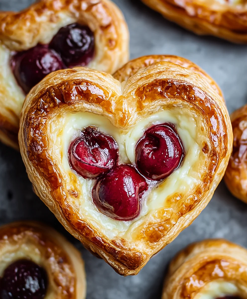 Heart-Shaped Cherry Cheese Danish Recipe