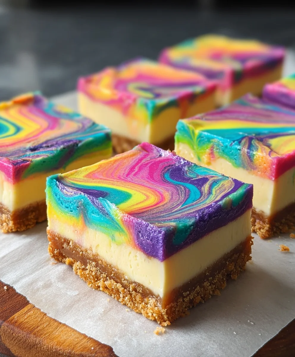 Rainbow Cheesecake Swirl Bars - Easy Dessert Recipe