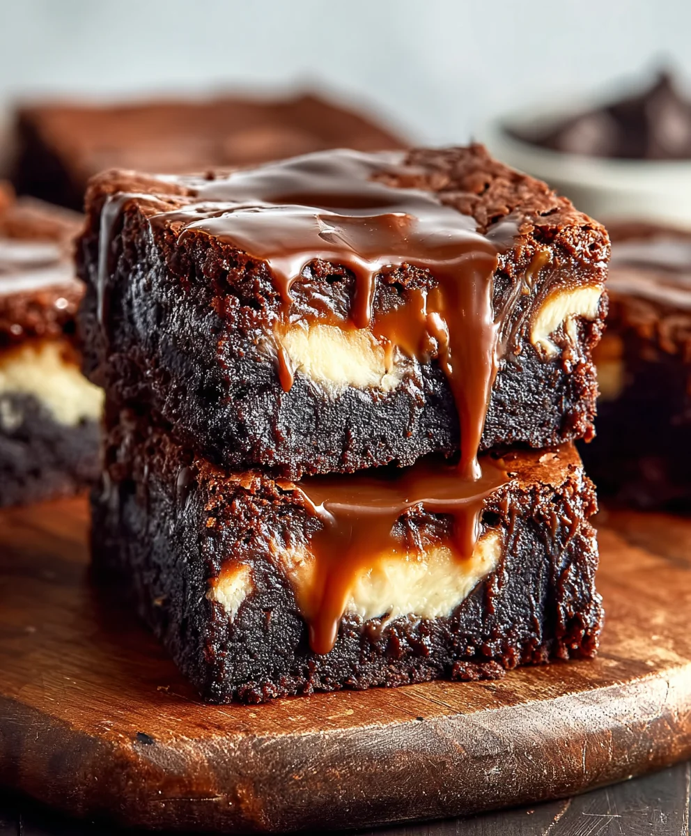 Caramel Nutella Cheesecake Brownies - Easy Recipe