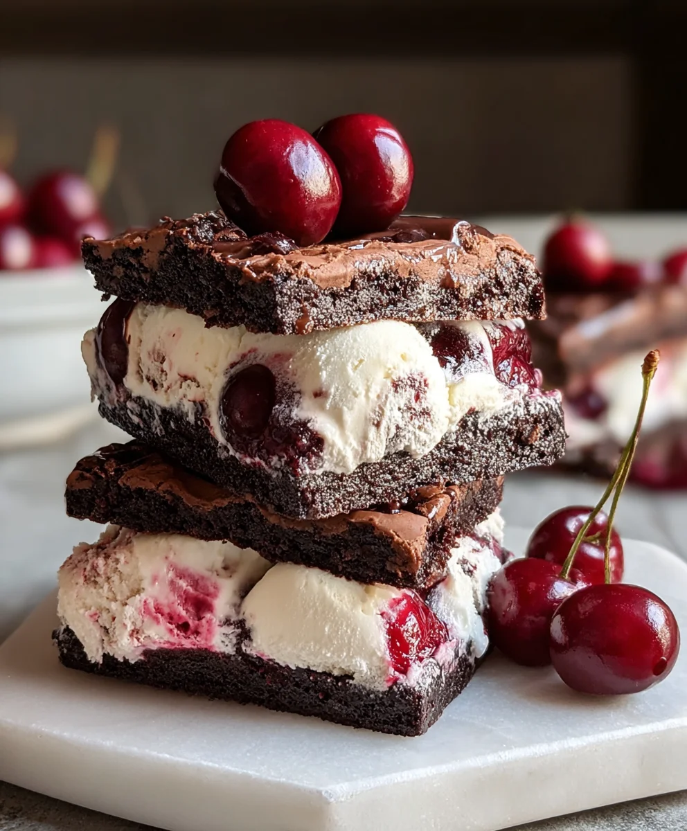 Cherry Brownie Ice Cream Sandwiches-Easy Dessert