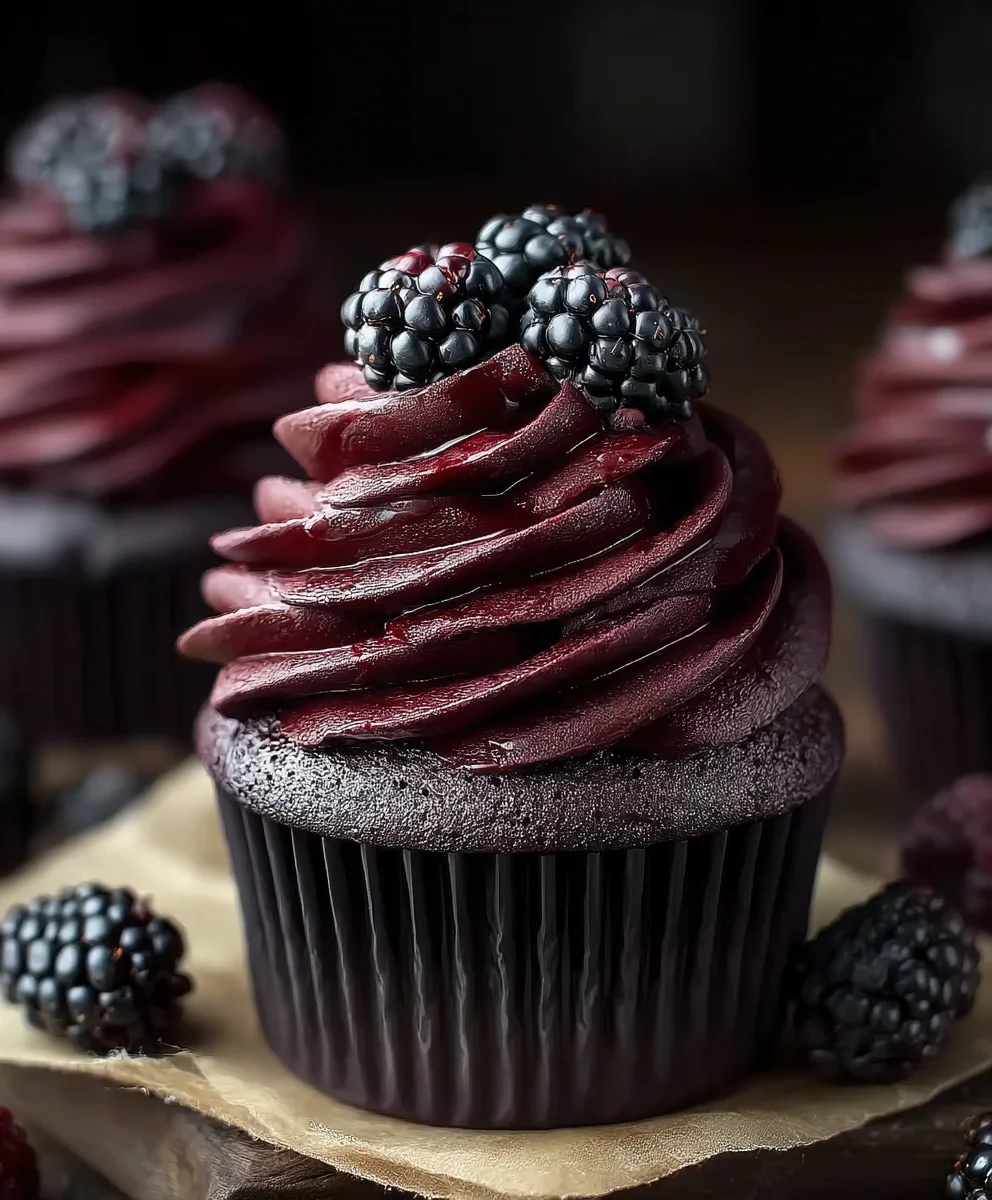 Dark Chocolate Blackberry Cupcakes Rich & Delicious Recipe