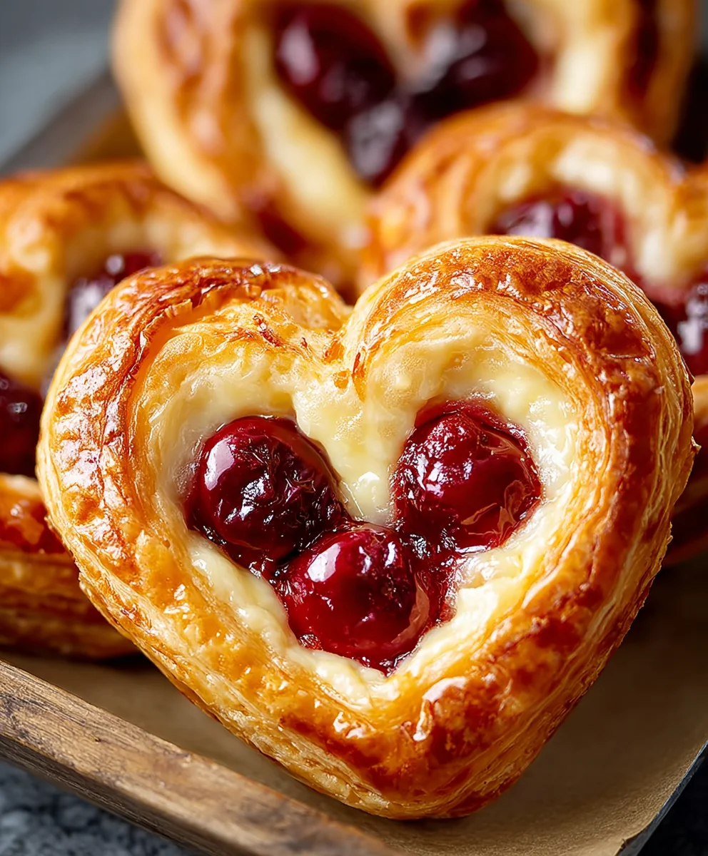 Heart-Shaped Cherry Cheese Danish Recipe
