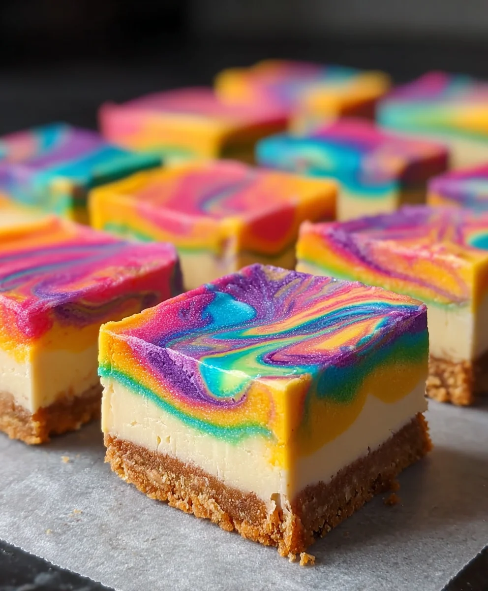 Rainbow Cheesecake Swirl Bars - Easy Dessert Recipe
