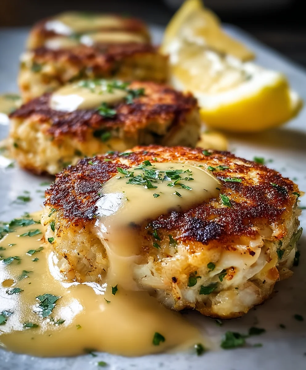 Cheddar Bay Crab Cakes Lemon Butter Drizzle