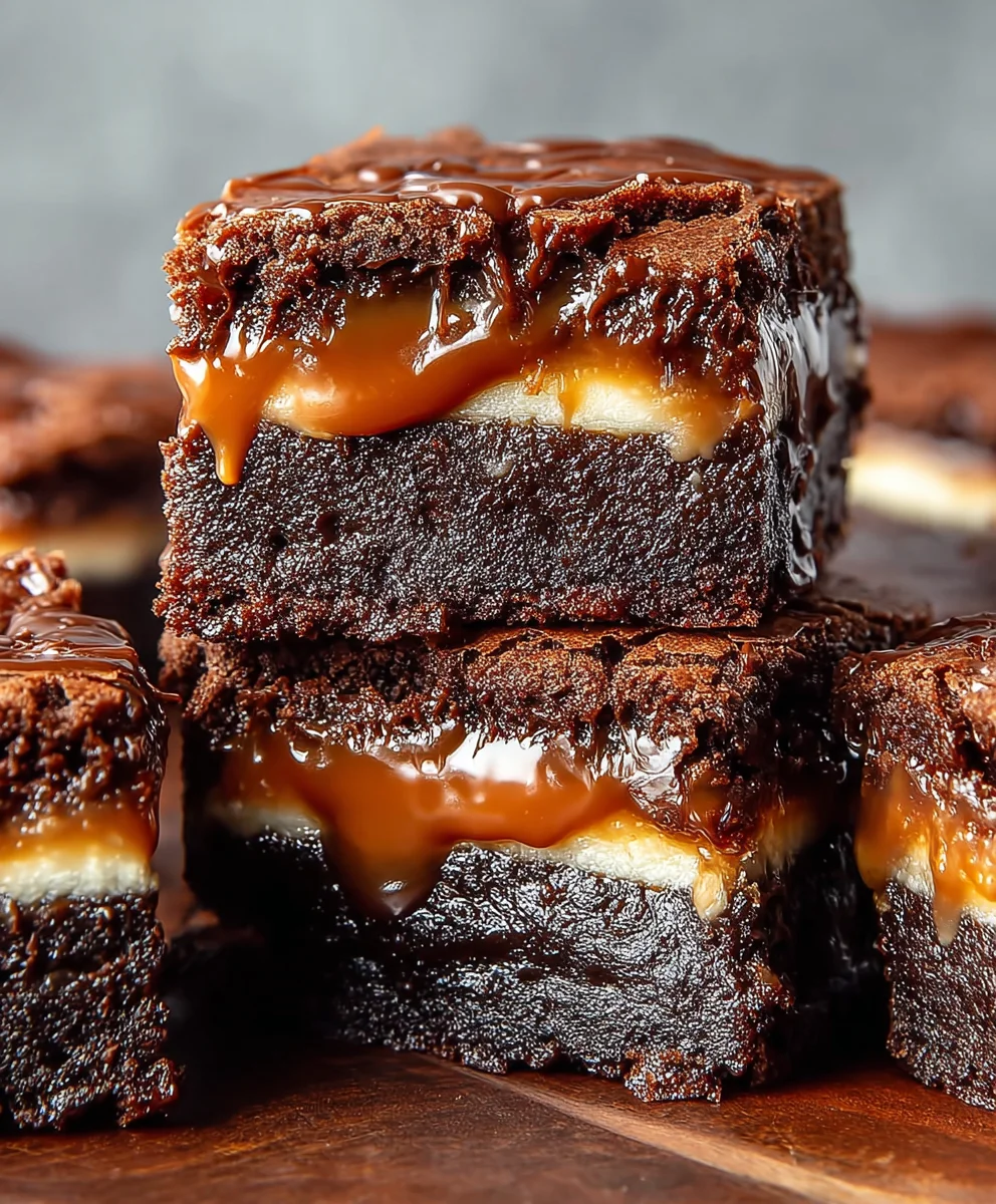 Caramel Nutella Cheesecake Brownies - Easy Recipe