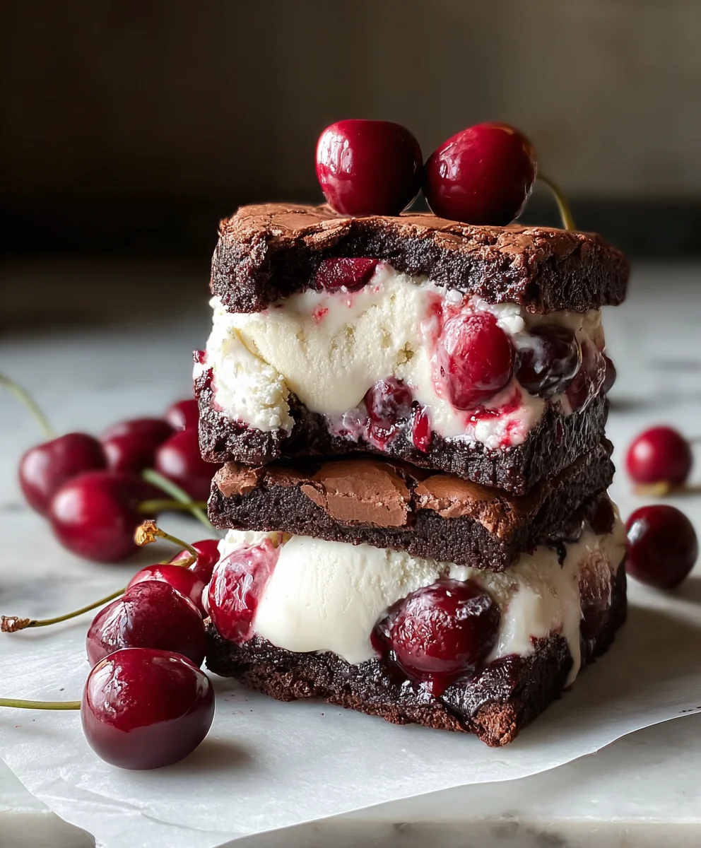 Cherry Brownie Ice Cream Sandwiches-Easy Dessert