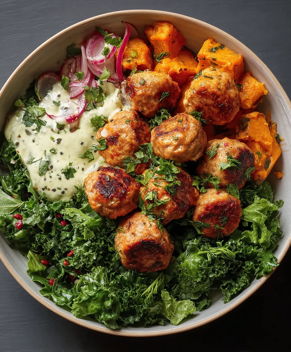 Herby Chicken Meatball Bowl-Quick Easy Dinner