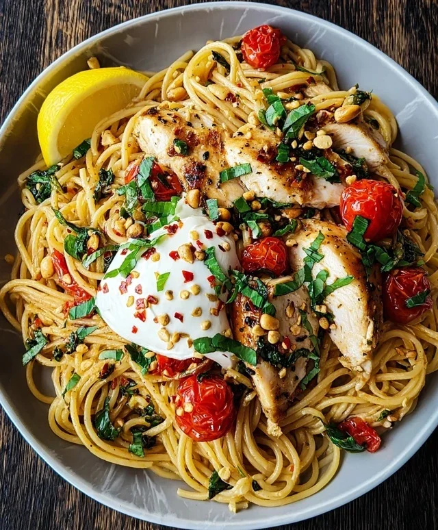 Chicken Spaghetti with Burrata
