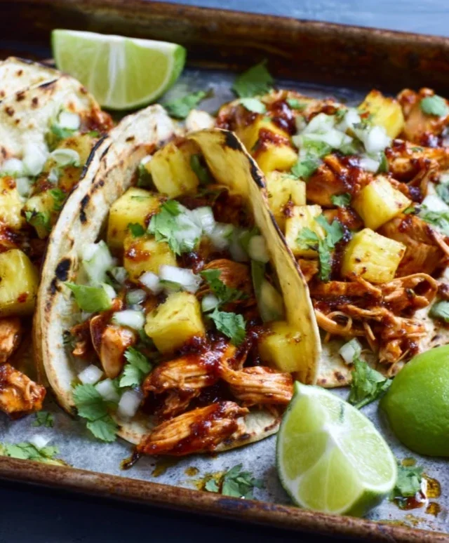 One Pan Chicken & Pineapple Tacos