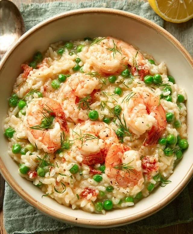 Shrimp Risotto with Peas