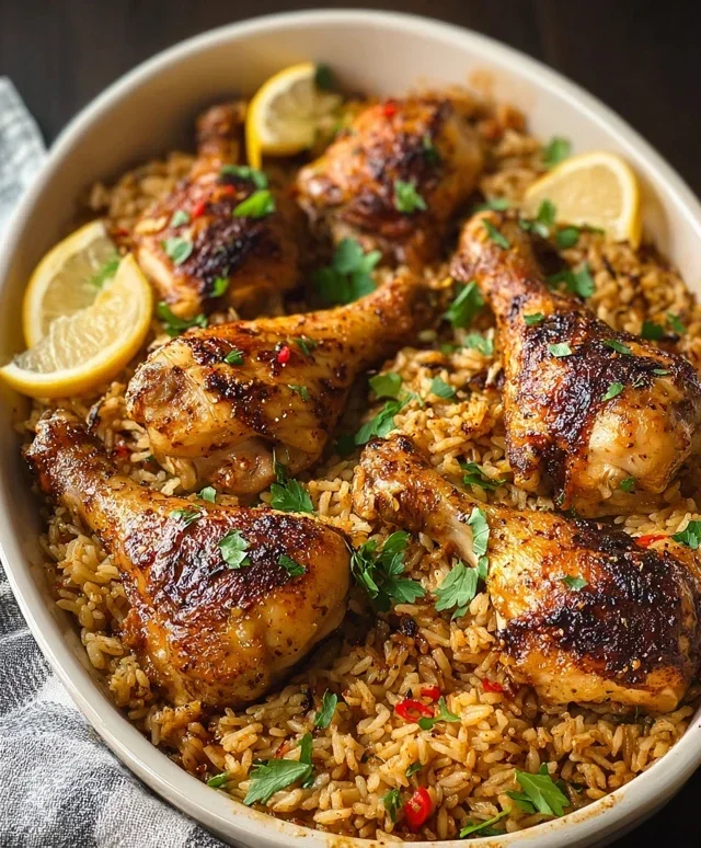 Baked Chicken Legs and Rice