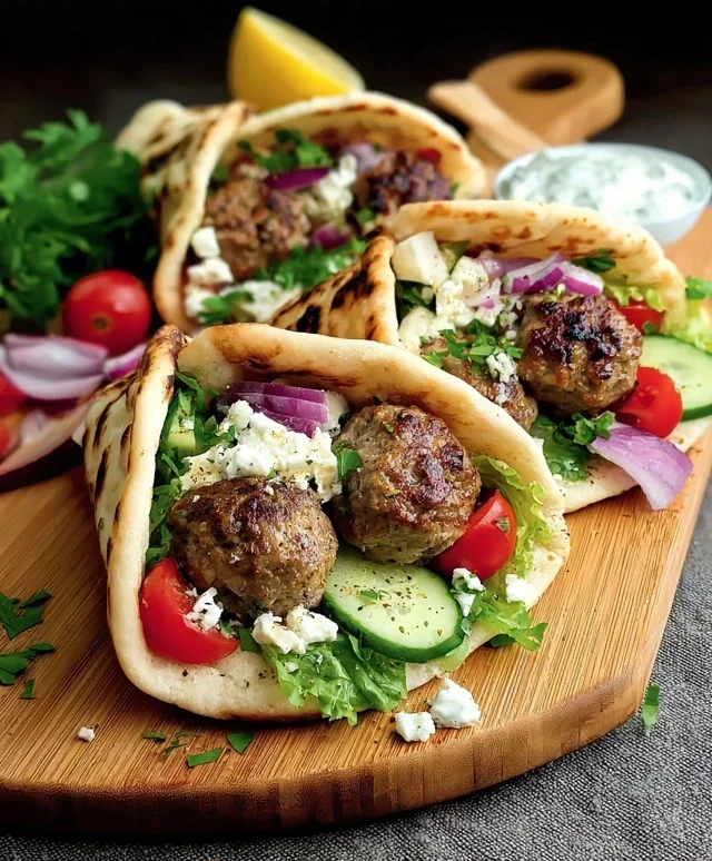 Greek Meatball Pitas