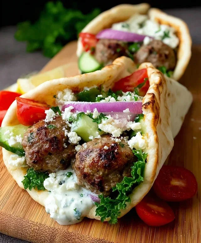 Greek Meatball Pitas