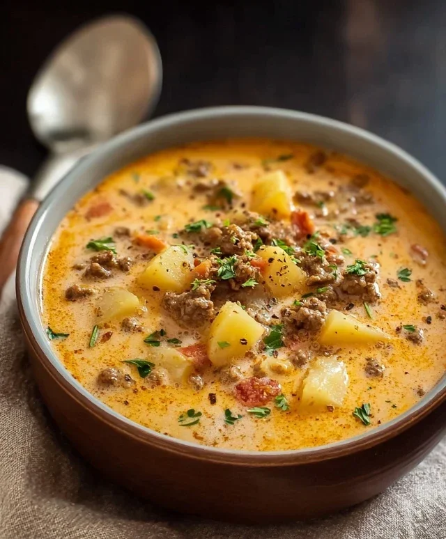 Cheesy Beef Beef Hamburger Potato Soup