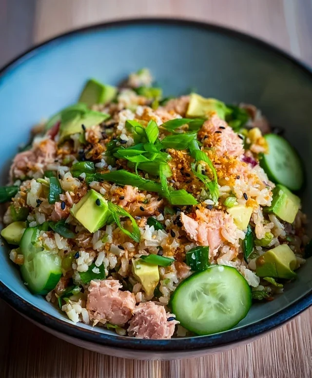 Tuna Avocado Crispy Rice Salad