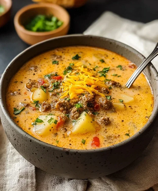 Cheesy Beef Beef Hamburger Potato Soup